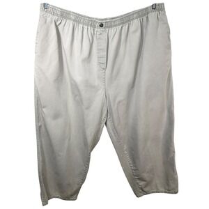 Woman Within Plus Size 36T Cropped Pants Capri Light‎ Gray Cotton Elastic 1551